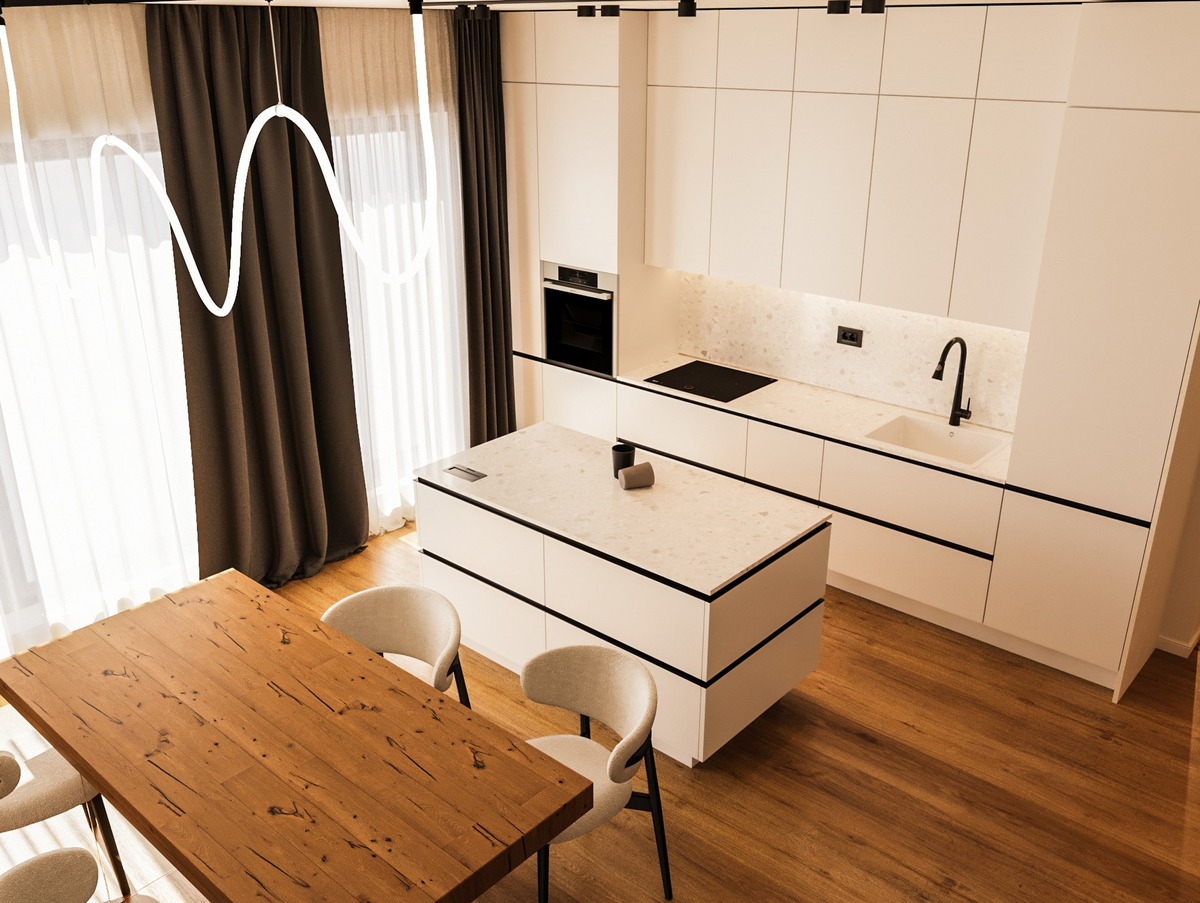 Amenajare Bucătărie Apartament | RbyD 043 - Proiect Bucătărie în Giroc, România (3 fotografii)