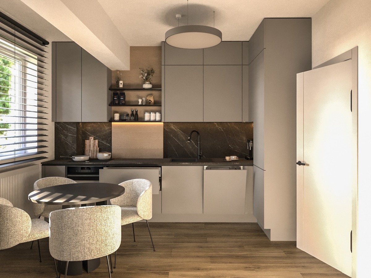 Amenajare Bucătărie Apartament | RbyD 032 - Proiect Bucătărie în Sibiu, România (3 fotografii)